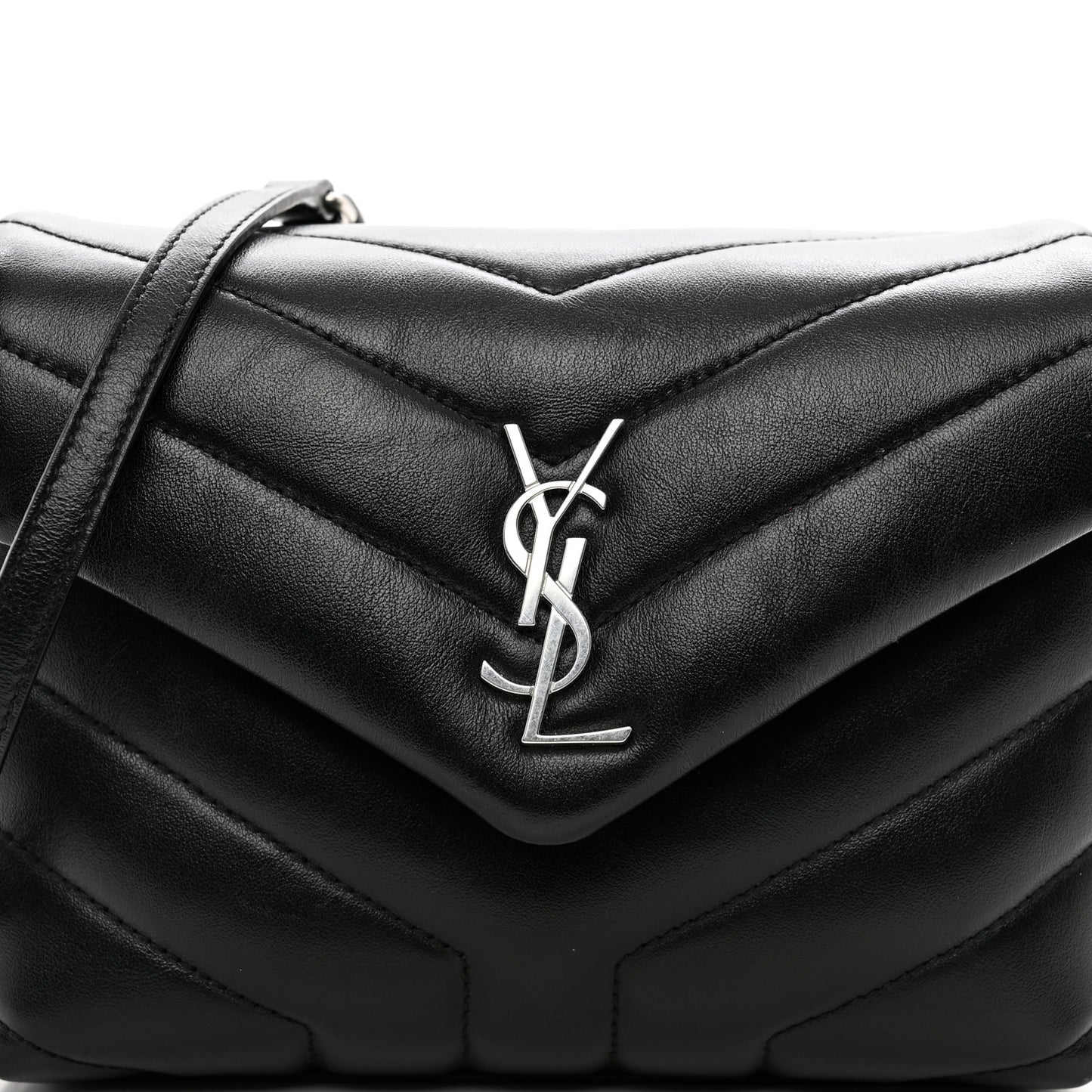 Calfskin Y Quilted Monogram Toy Loulou Crossbody Bag Black