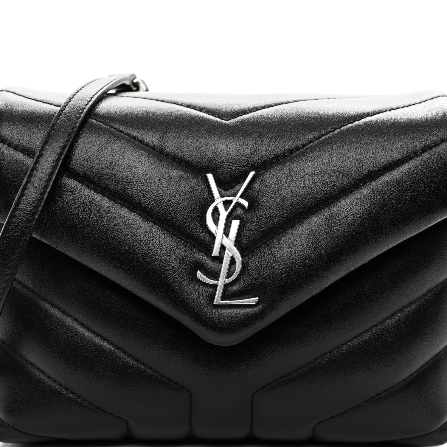 Saint Laurent Calfskin Y Quilted Monogram Toy Loulou Crossbody Bag Black 5 of 10
