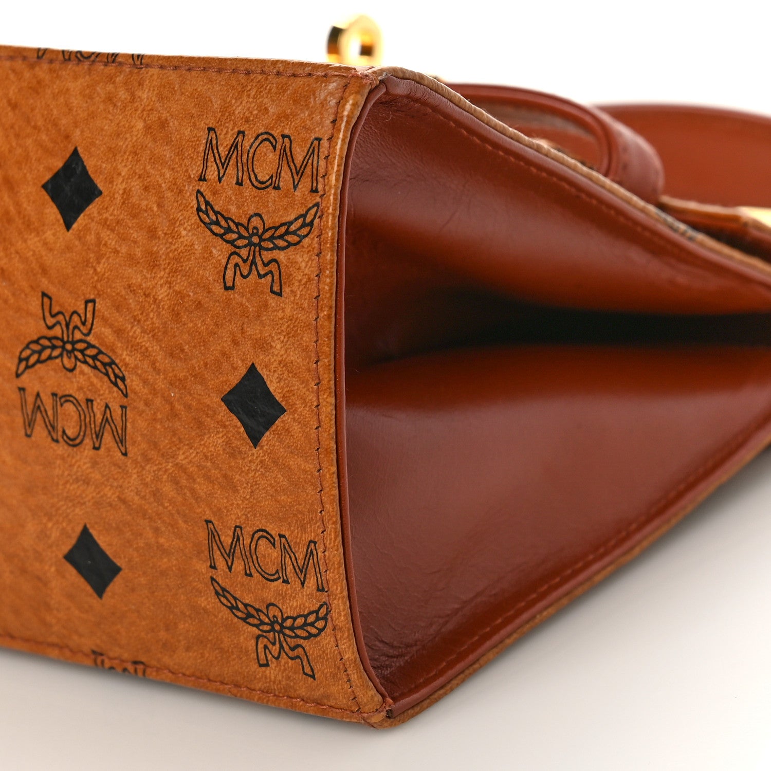 MCM Visetos Heritage Top Handle Satchel Cognac 9 of 9