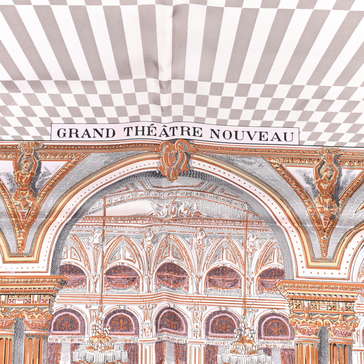 Hermes Silk Grand Theatre Nouveau Scarf 90 Rose Pale Etoupe 2 of 8