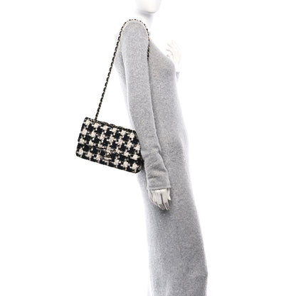 Chanel Tweed Quilted Medium Double Flap Black Ecru White 2 of 10
