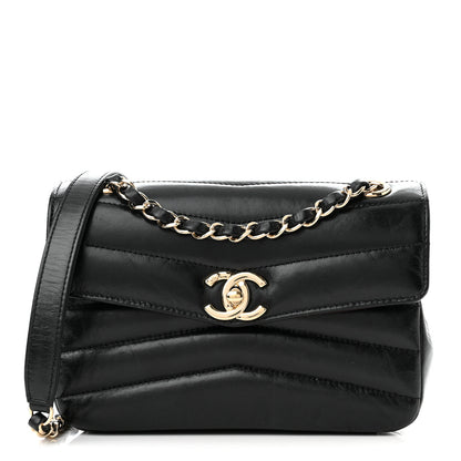Chanel Shiny Lambskin Quilted Small Chevron Miroir Black 1 of 12