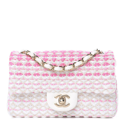 Chanel Lambskin Cotton Woven Mini Flap Pink White 1 of 10