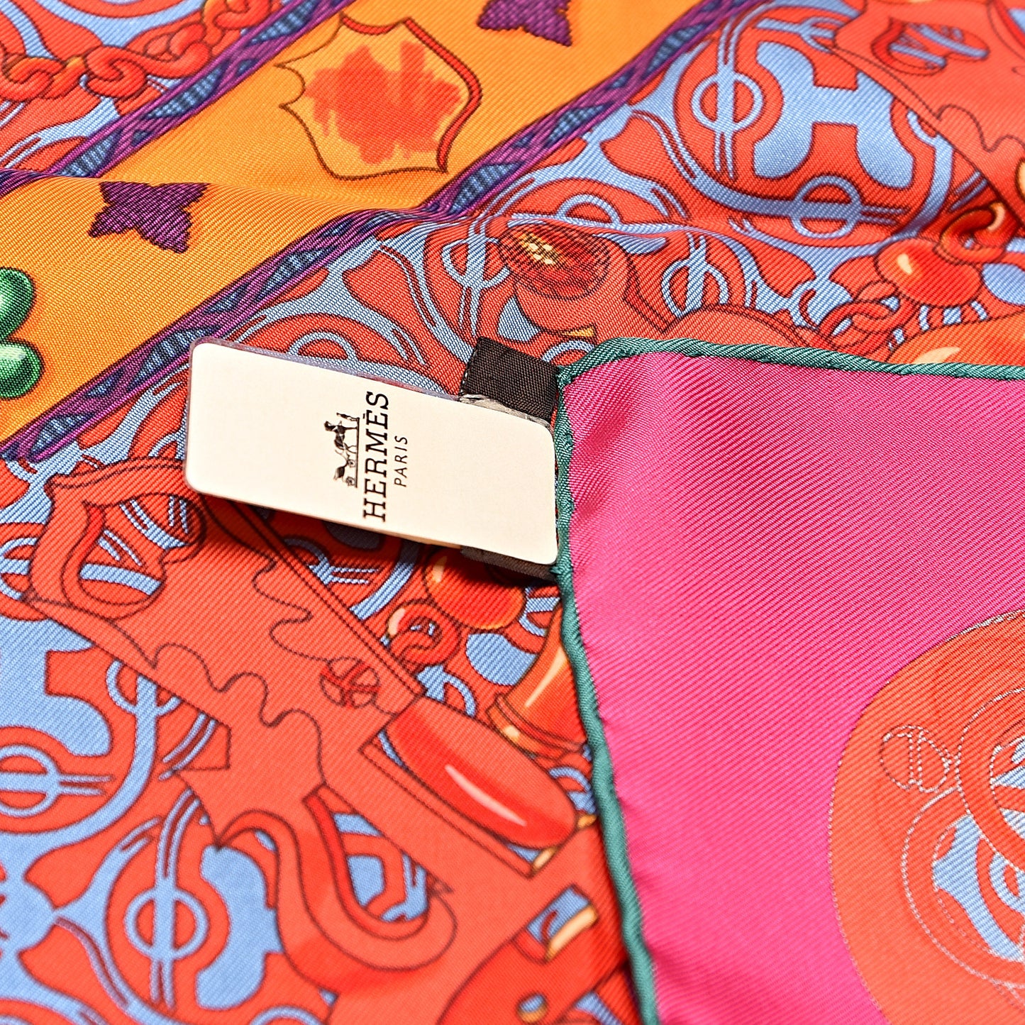 Silk Mors et Gourmettes Remix Scarf 90 Rose Indien Rouge Bleu