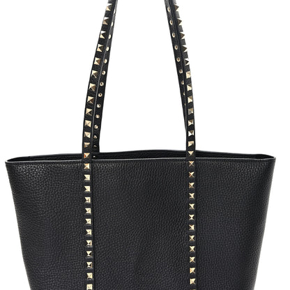 Valentino Garavani Grained Calfskin North South Rockstud Tote Black 8 of 10