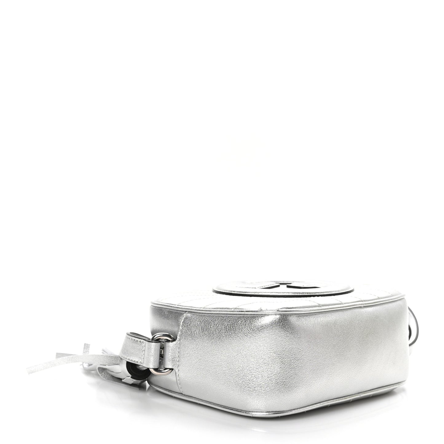 Metallic Sakai Be Green Calfskin Diagonal Stitched Small Blondie Shoulder Bag Silver
