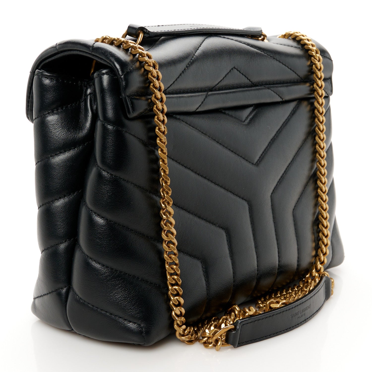 Saint Laurent Calfskin Y Quilted Monogram Small Loulou Chain Satchel Black 3 of 11