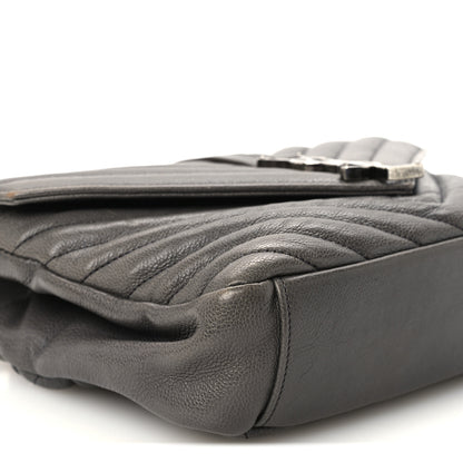 Saint Laurent Grained Calfskin Matelasse Chevron Monogram Medium College Bag Grey 11 of 12
