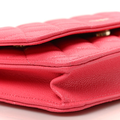 Chanel Caviar Quilted Wallet on Chain WOC Pink 7 of 8