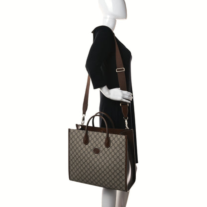 Gucci GG Supreme Monogram Azalea Calfskin Medium Retro Interlocking G Tote Bag Beige Ebony Brown Sugar 2 of 9