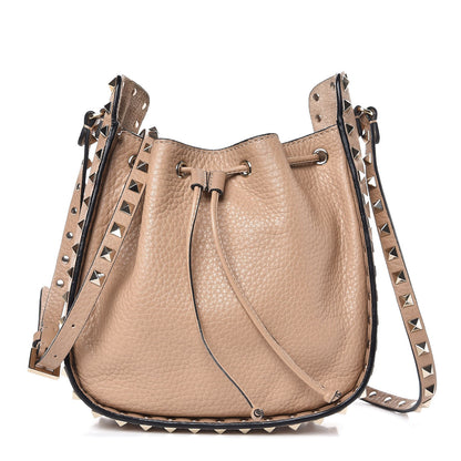 Valentino Garavani Alce Printed Calfskin Rockstud Bucket Bag Camel Rose 1 of 7