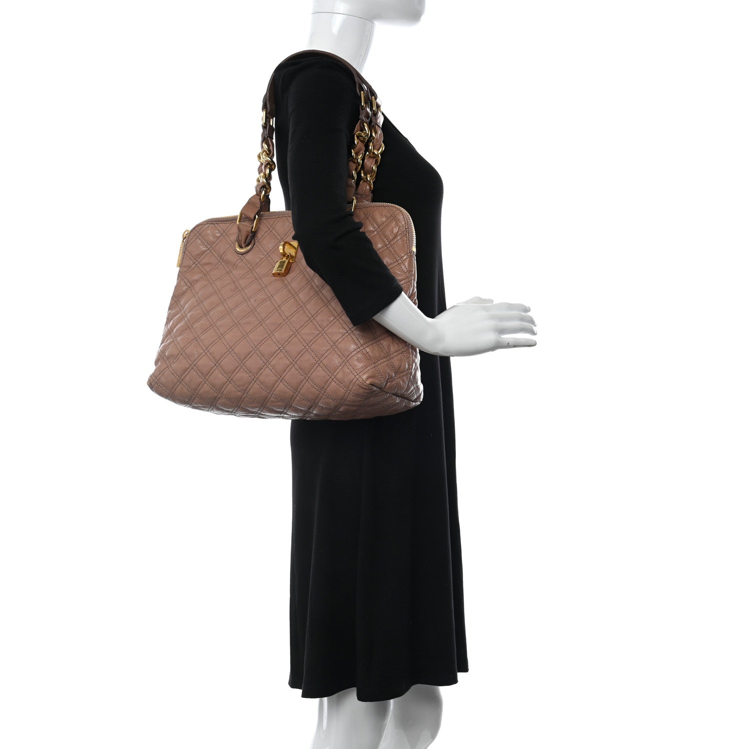 Marc Jacobs Lacquered Goatskin Quilted Karlie Satchel Brown 3 of 13