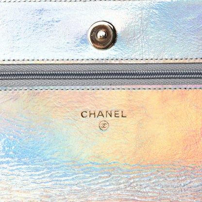 Chanel Iridescent Goatskin Quilted Wallet On Chain WOC Silver 8 of 12
