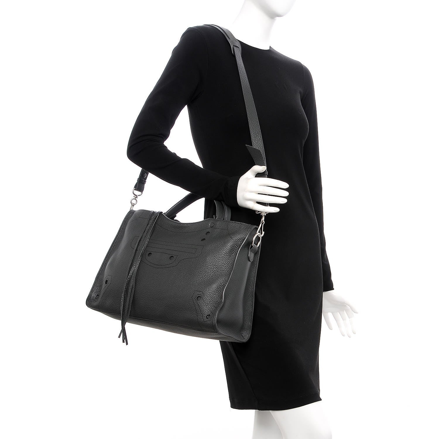 Balenciaga Veau Grana Perforated Blackout Hardware City Gris Fossile 2 of 7