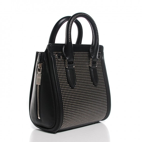 Alexander McQueen Calfskin Studded Mini Heroine Shoulder Bag Black 3 of 16