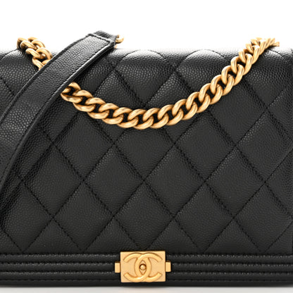 Chanel Caviar Quilted Boy Wallet On Chain WOC Black 9 of 15