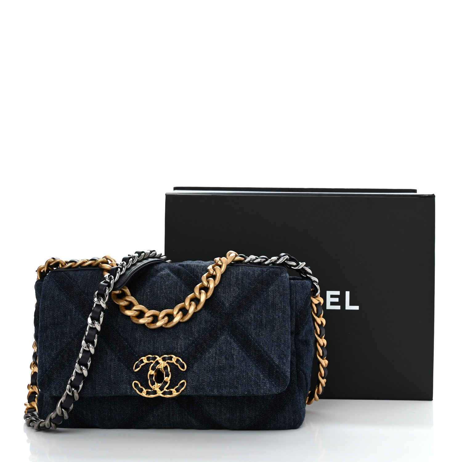 Chanel Denim Quilted Medium Chanel 19 Flap Blue 11 of 11