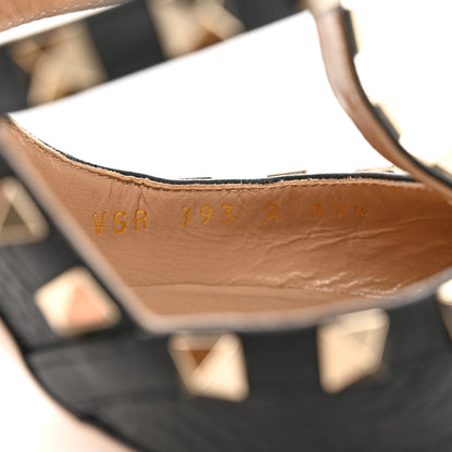 Valentino Garavani Pebbled Calfskin Rockstud Ankle Strap 100mm Pumps 37.5 Black 9 of 18