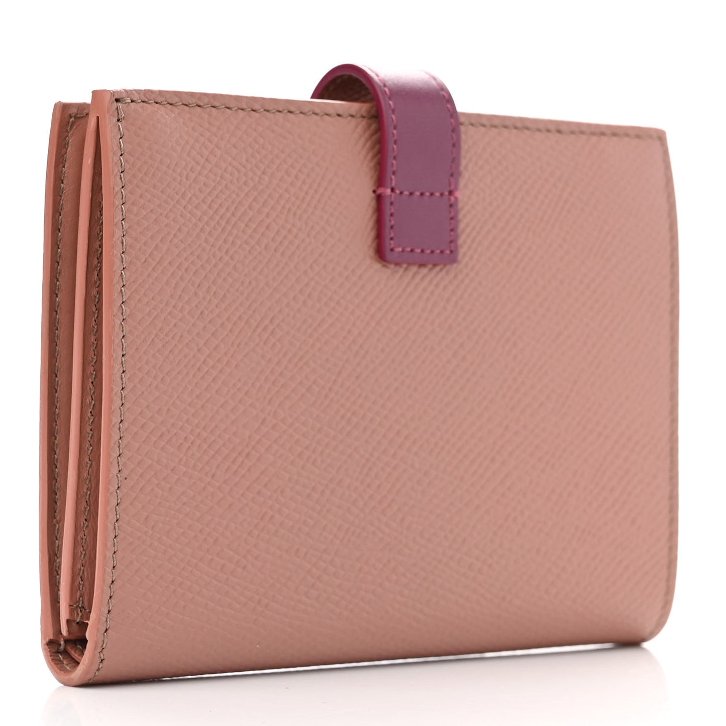 Grained Calfskin Medium Multifunction Strap Wallet Antique Rose Wild Berry