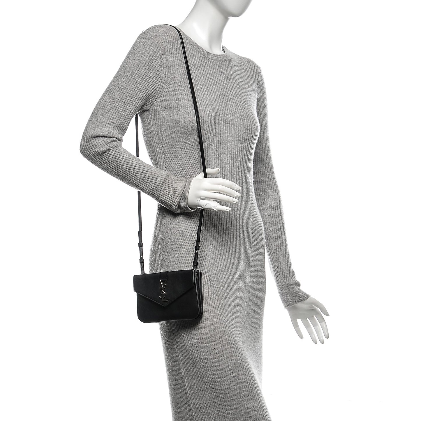 Calfskin Monogram Tri Pocket Crossbody Bag Black