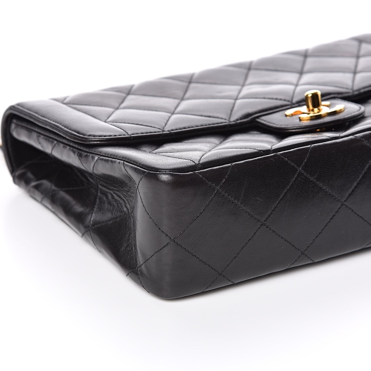 Lambskin Quilted Medium Single Flap Black