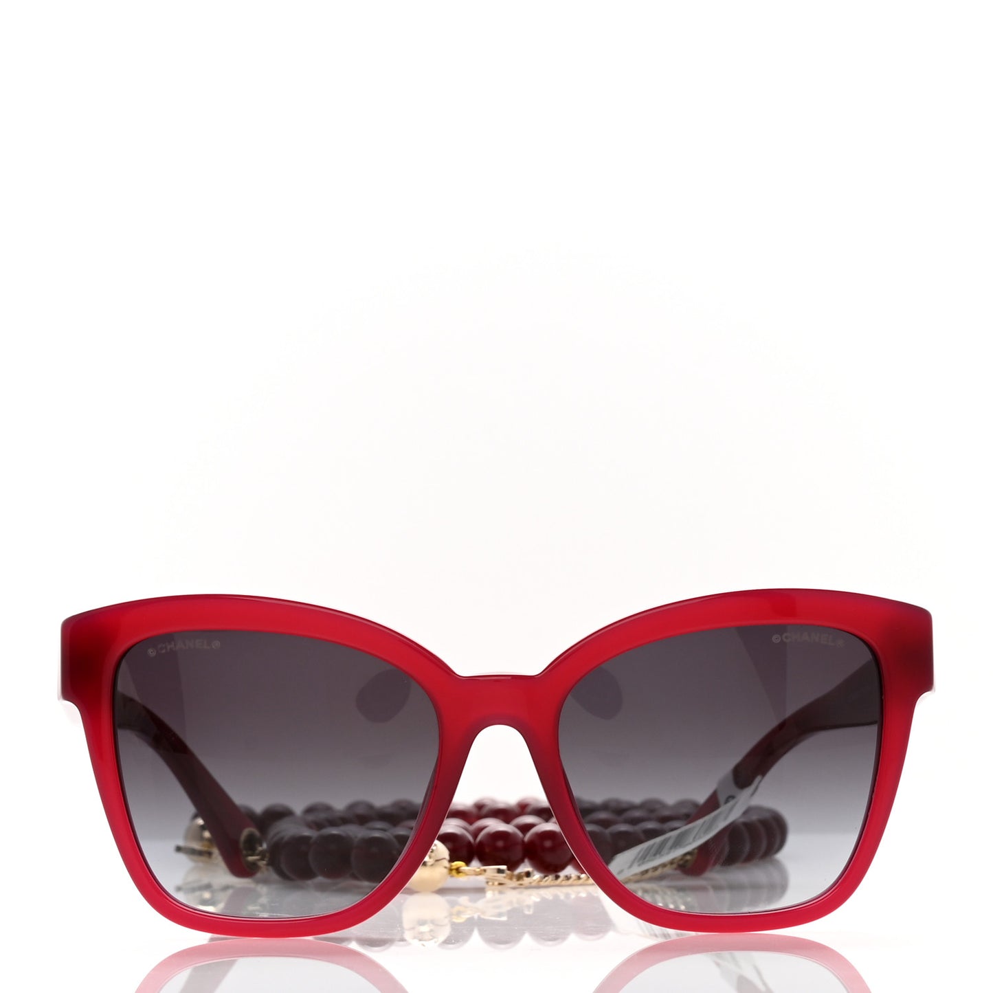 Acetate Chain Square Sunglasses 5487-A Burgundy