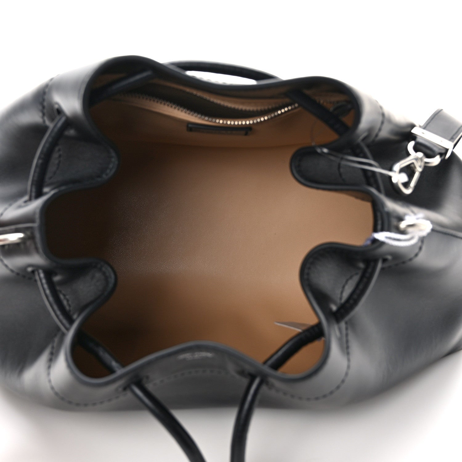 Jimmy Choo Smooth Shiny Calfskin Cinch M Bucket Bag Black 5 of 15