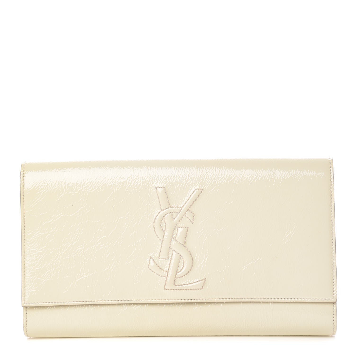 Saint Laurent Textured Patent Calfskin Large Belle De Jour Clutch Ivory 1 of 8