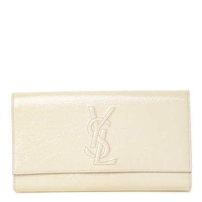 Saint Laurent Textured Patent Calfskin Large Belle De Jour Clutch Ivory 1 of 8