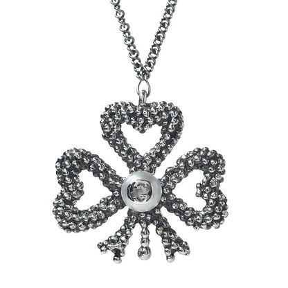 Gucci Sterling Silver Heart Ribbon Pendant Necklace 4 of 5
