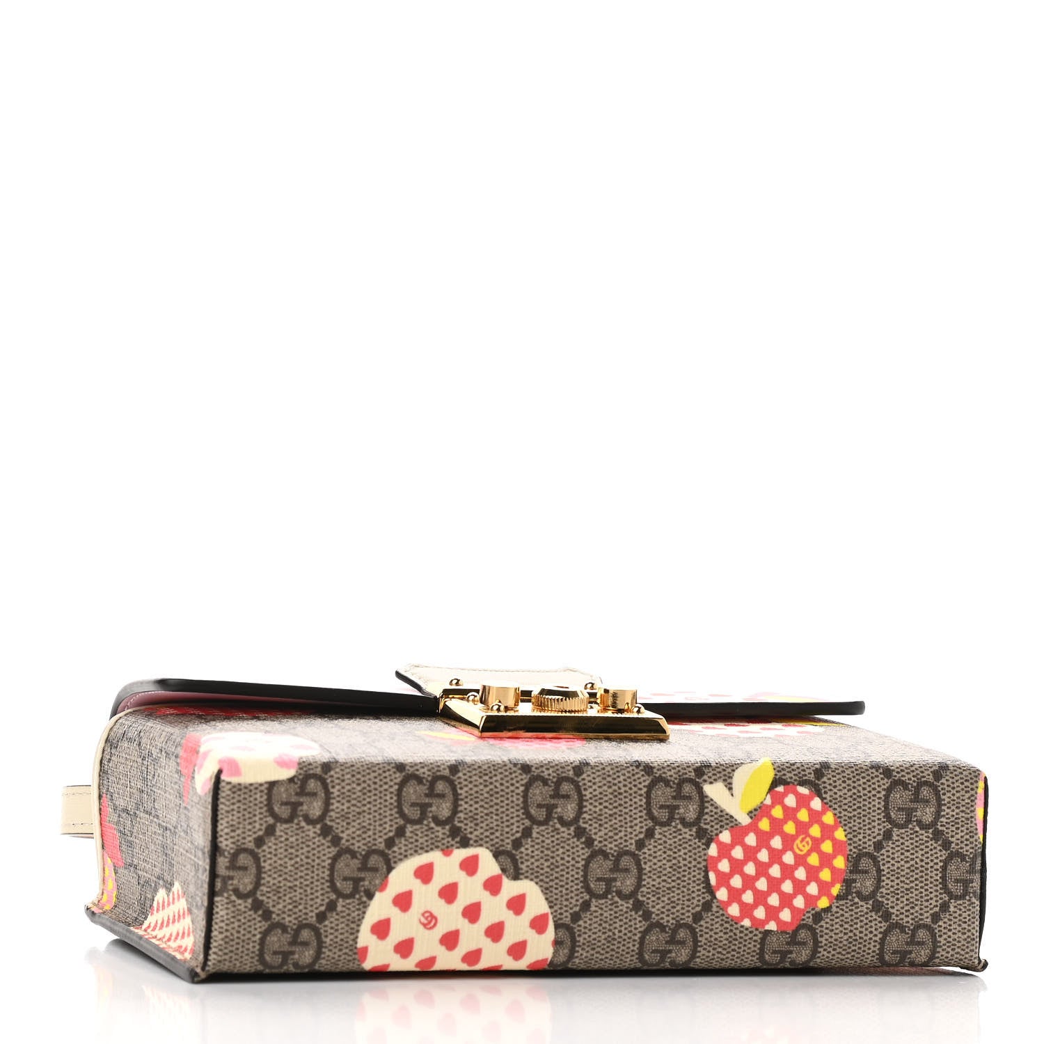 Gucci GG Supreme Monogram Les Pommes Mini Padlock Top Handle Shoulder Bag Beige Ebony Multicolor Cotton Candy Pink 4 of 9