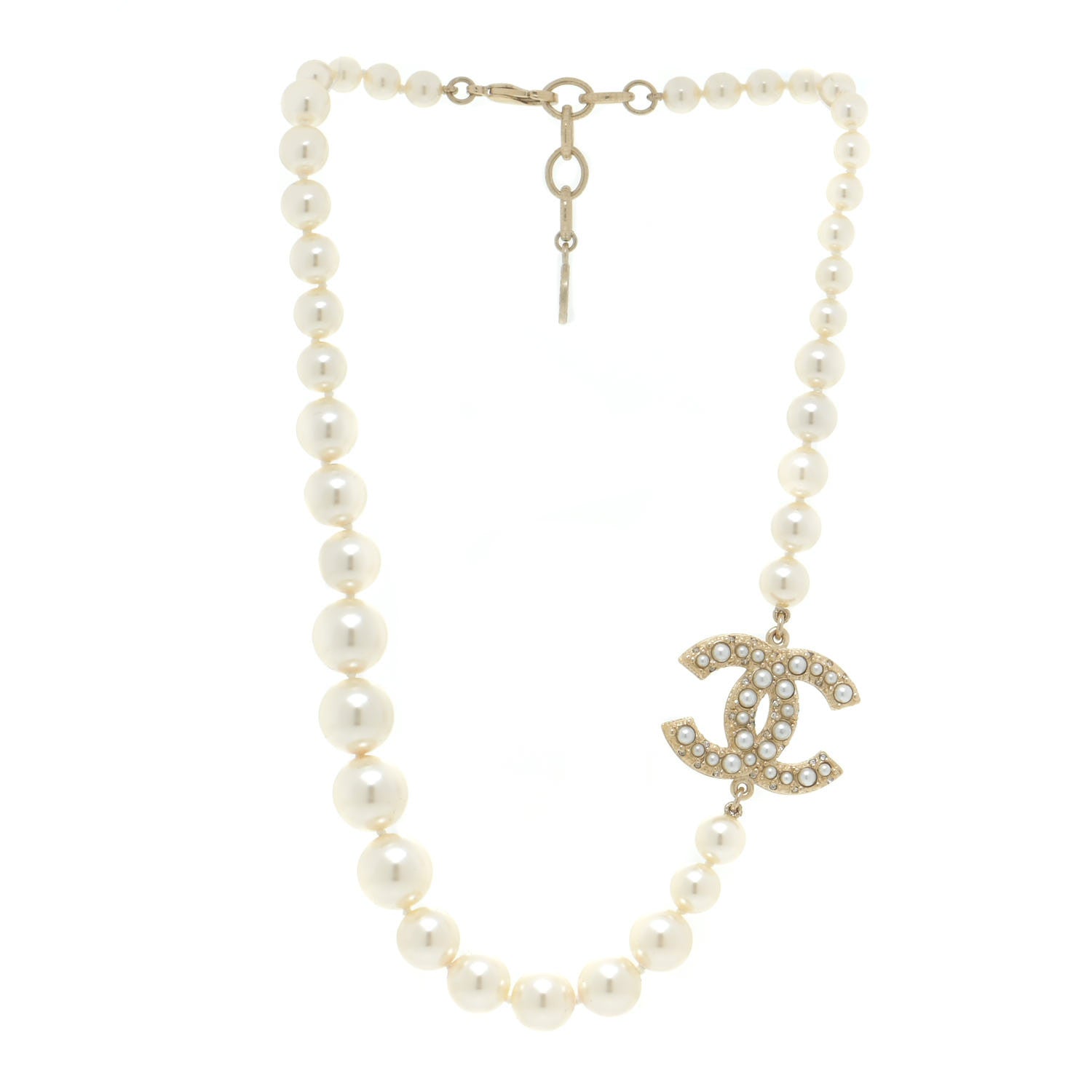 Chanel Pearl CC 100th Anniversary Necklace Light Gold 3 of 6