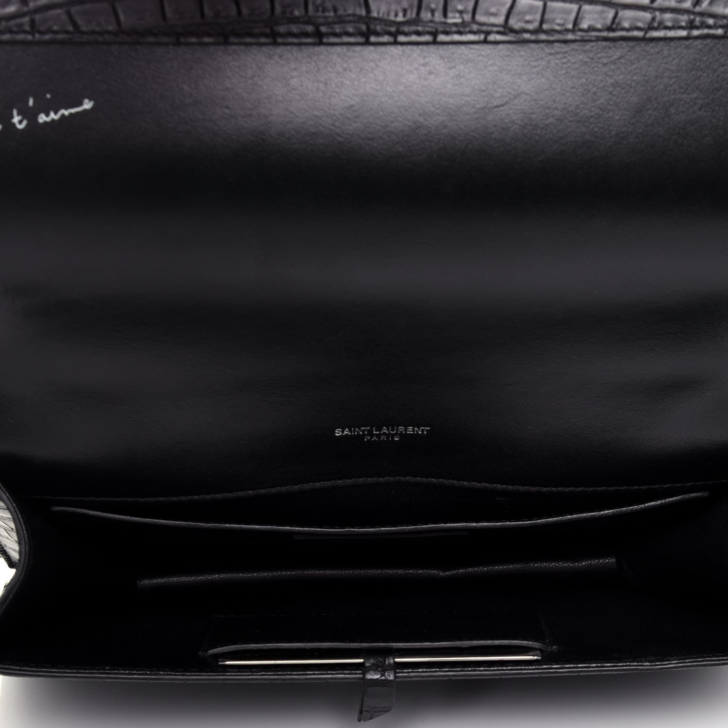 Saint Laurent Calfskin Crocodile Embossed Small Babylone Black 5 of 9