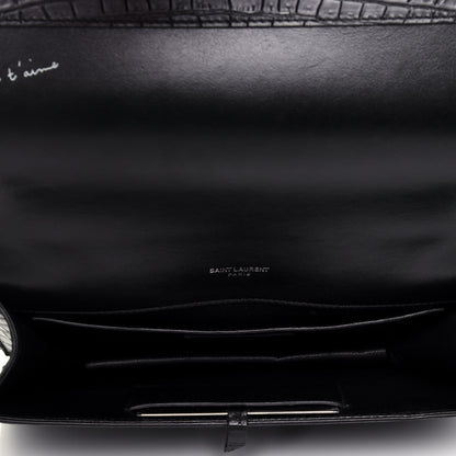 Saint Laurent Calfskin Crocodile Embossed Small Babylone Black 5 of 9
