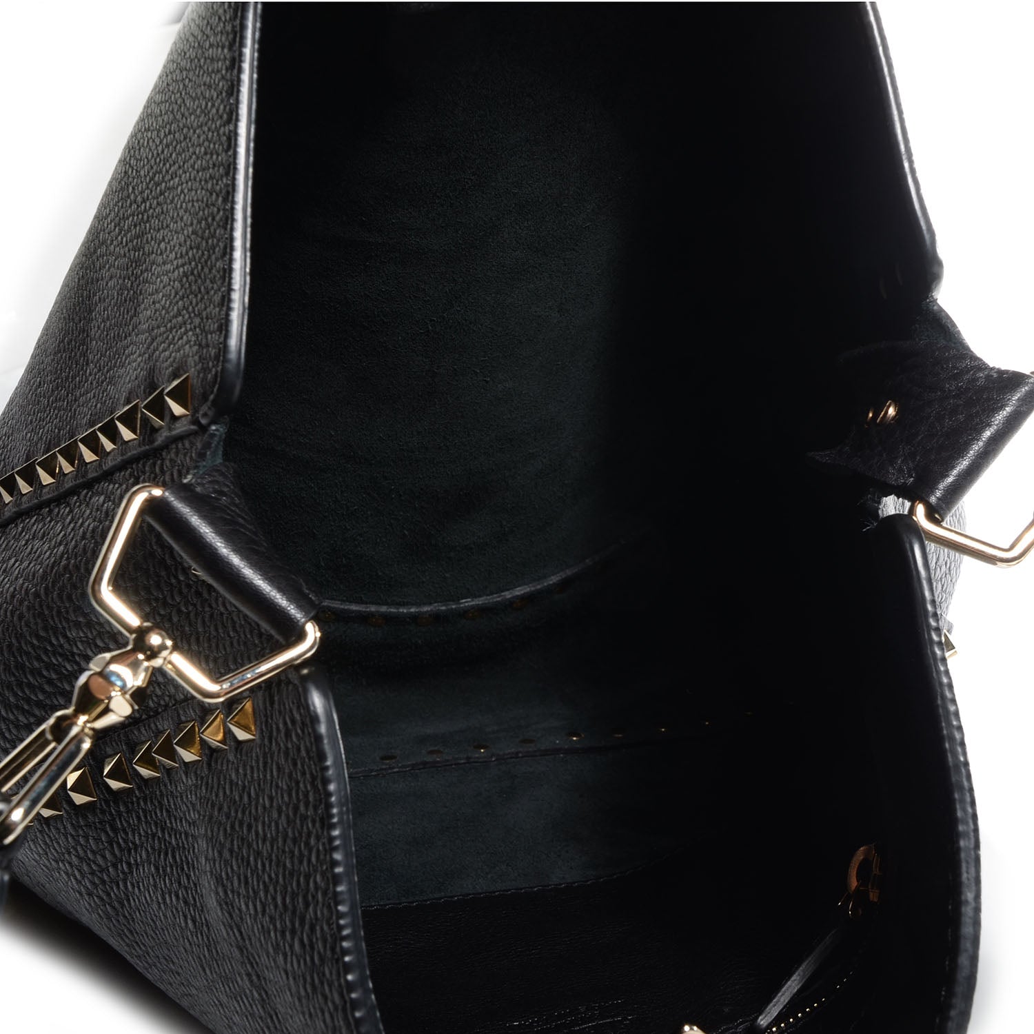 Valentino Garavani Pebbled Calfskin Large Rockstud Flip-Lock Messenger Bag Black 5 of 8