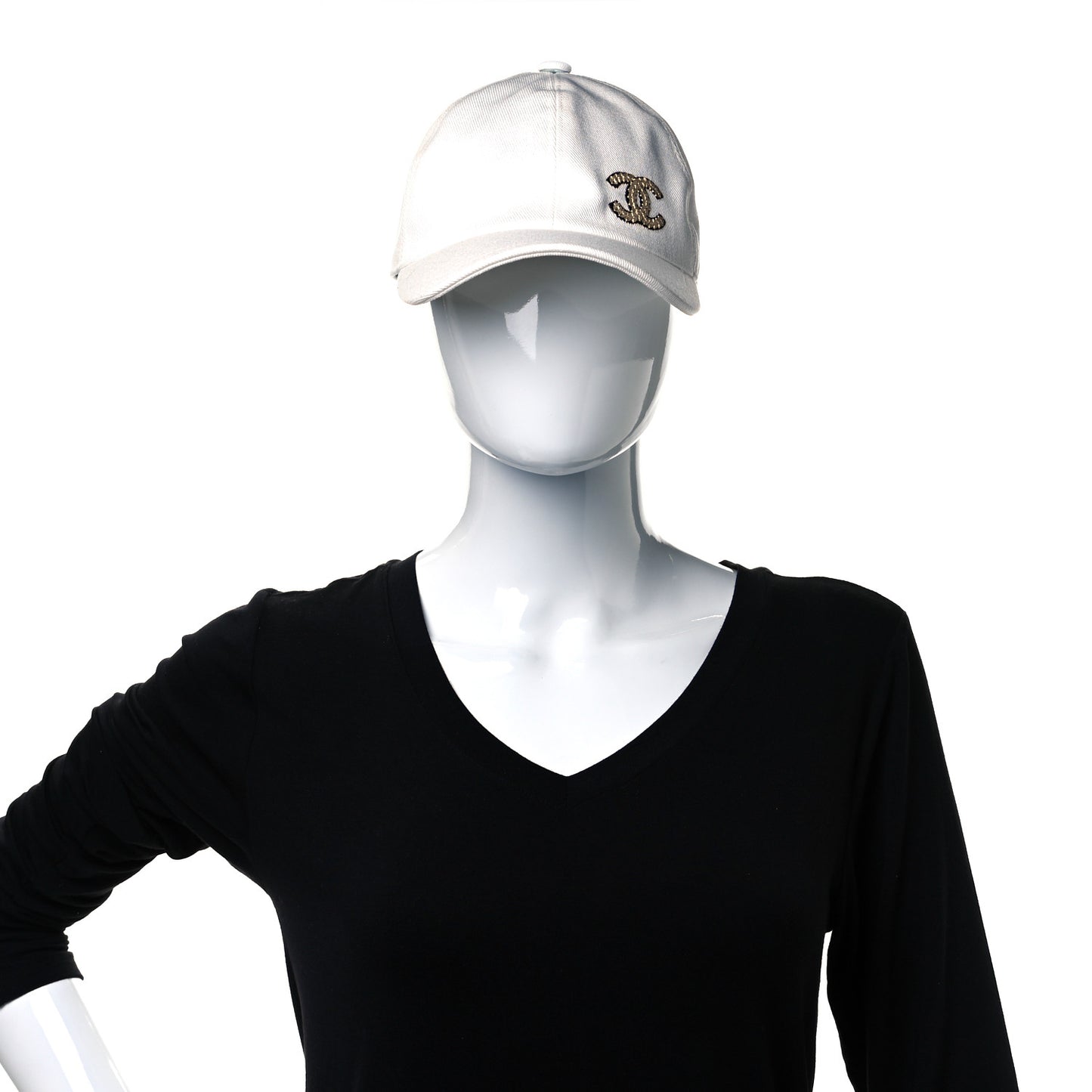 Cotton Sequin CC Cap Hat Ivory