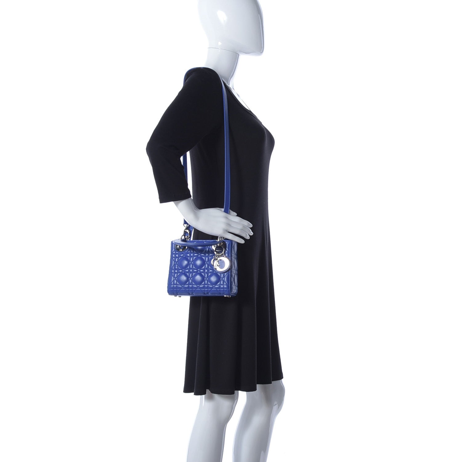 Christian Dior Lambskin Cannage Mini Lady Dior Blue 2 of 10