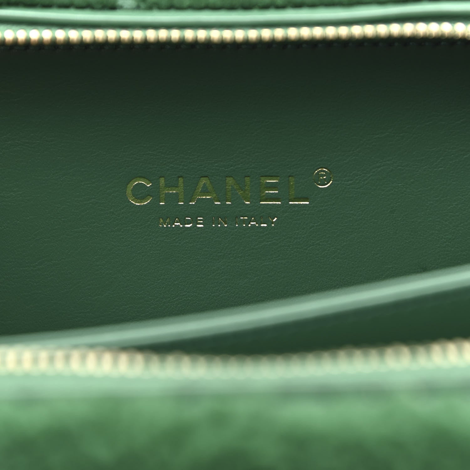 Chanel Lambskin Shearling Quilted Small CC Filigree Vanity Case Green 7 of 10