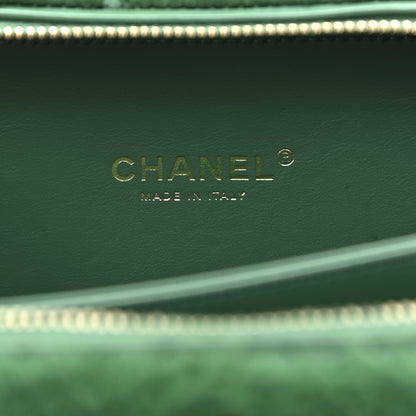 Chanel Lambskin Shearling Quilted Small CC Filigree Vanity Case Green 7 of 10