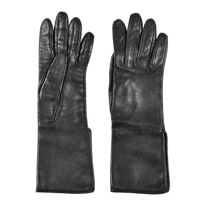 Hermes Lambskin Silk Lined Gloves 6.5 Black 2 of 3