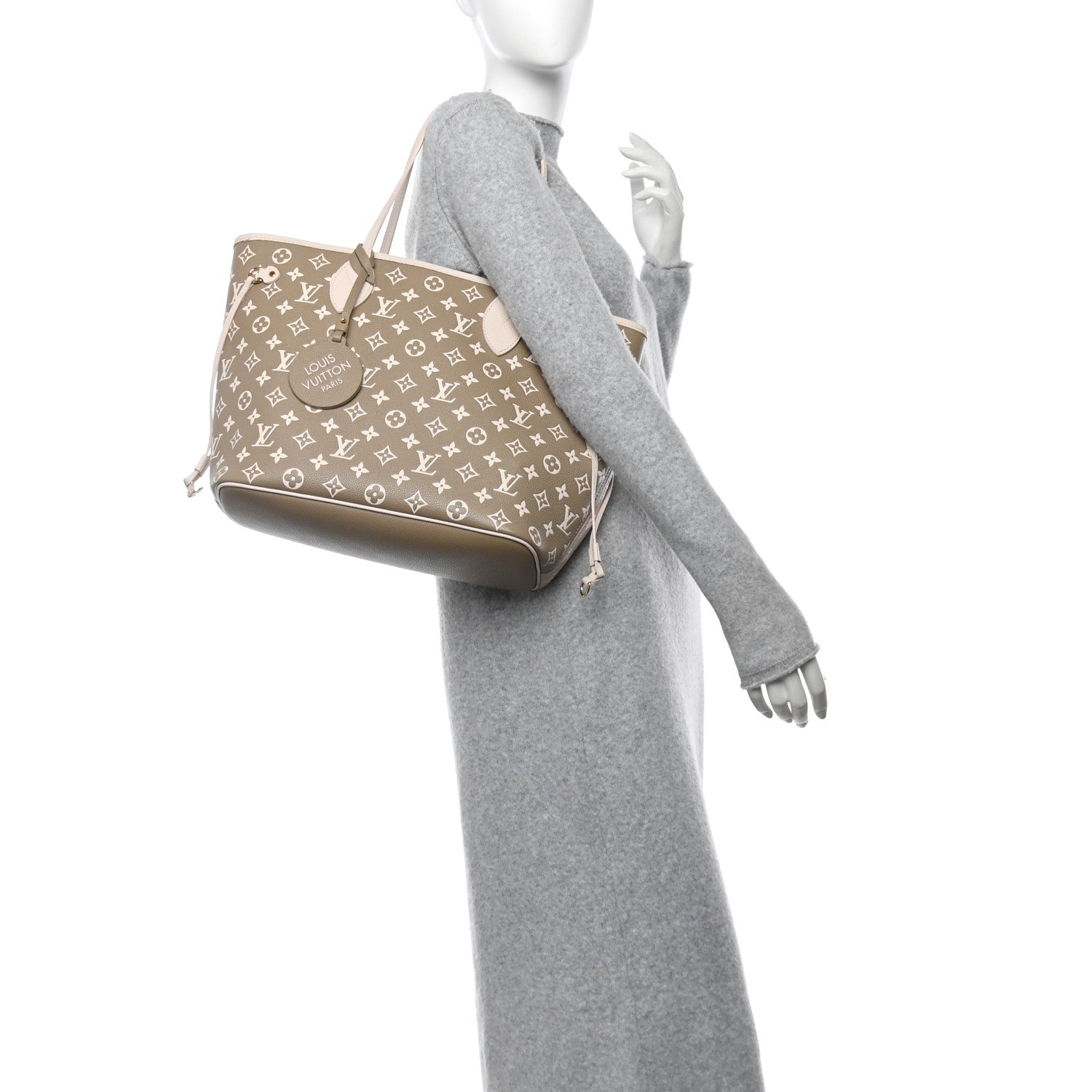 Louis Vuitton Empreinte Monogram Spring In The City Neverfull MM Kaki Beige Cream 2 of 11