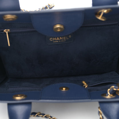 Chanel Caviar Small Studded Deauville Tote Navy 5 of 10