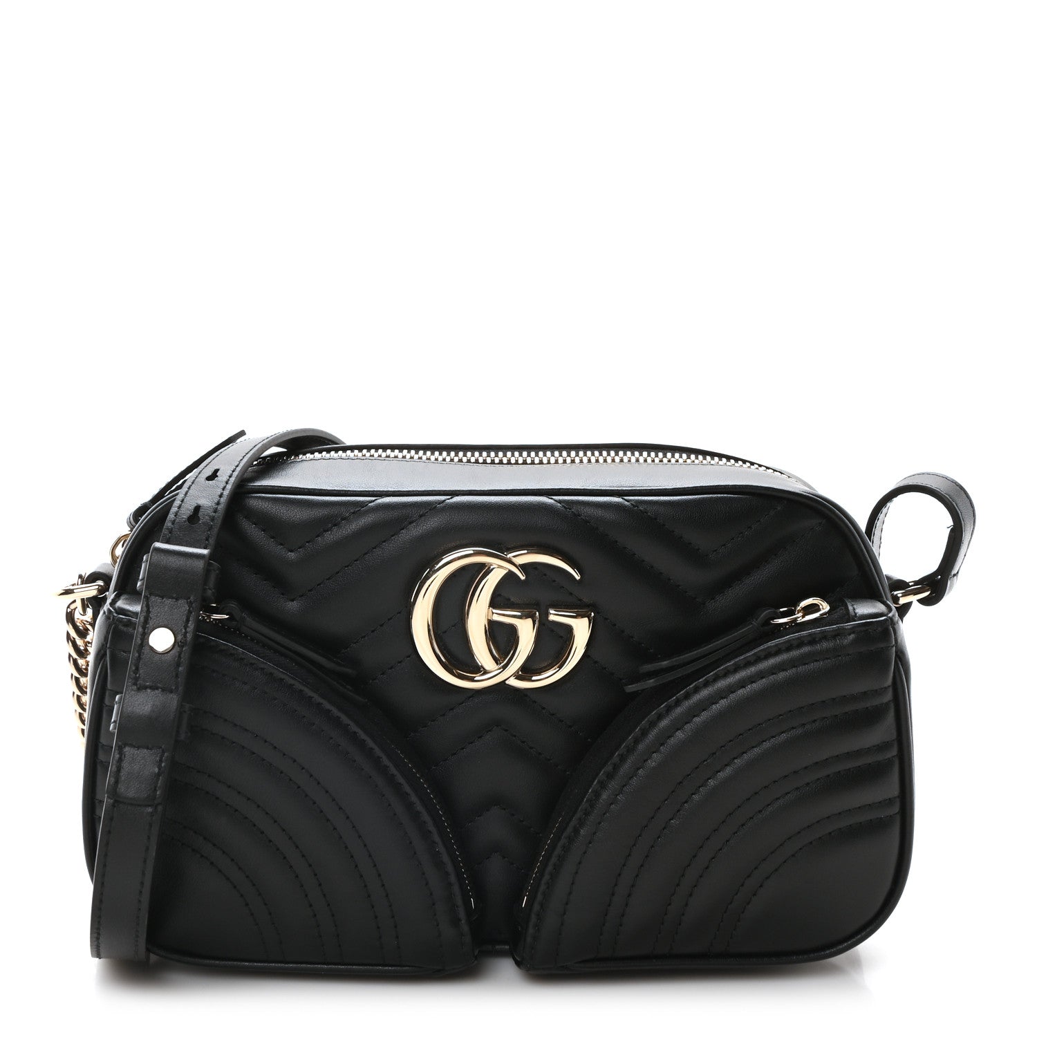 Gucci Calfskin Matelasse Small GG Marmont 2.0 Shoulder Bag Black 1 of 10
