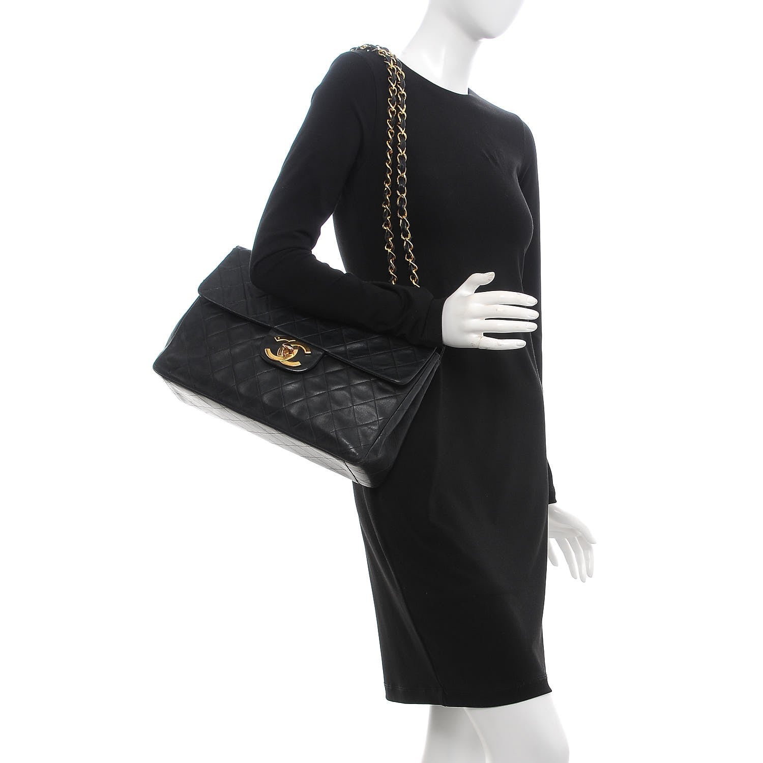 Chanel Lambskin Quilted XL Jumbo Single Flap Black 2 of 20