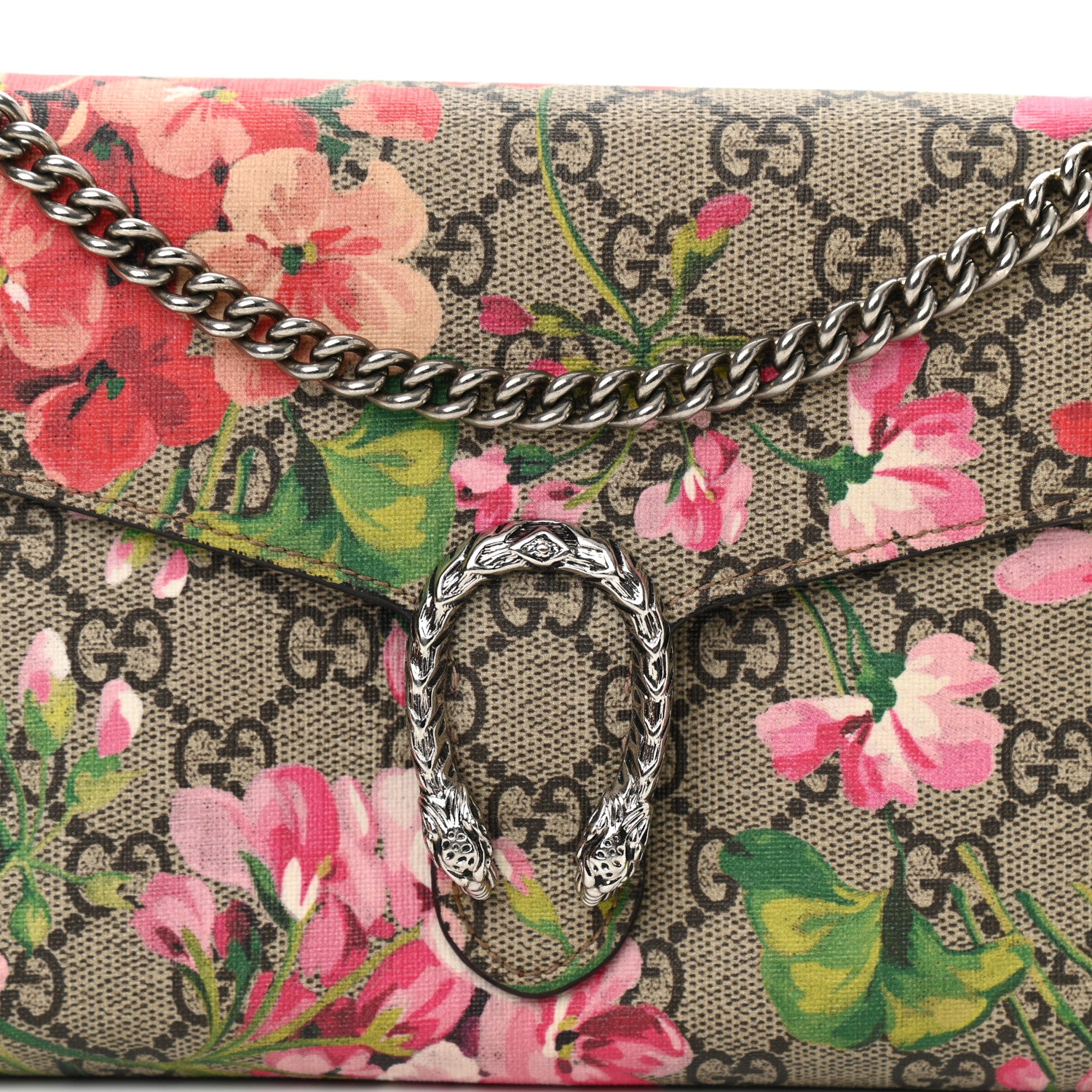 Gucci GG Supreme Monogram Blooms Mini Dionysus Chain Wallet Beige Multicolor Dry Rose 15 of 20