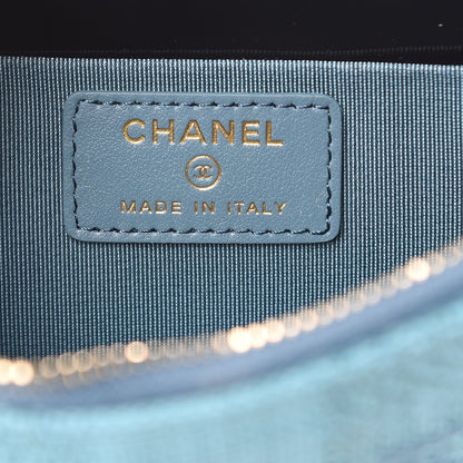 Chanel Woven Straw Raffia Deauville Cosmetic Pouch Blue 6 of 9
