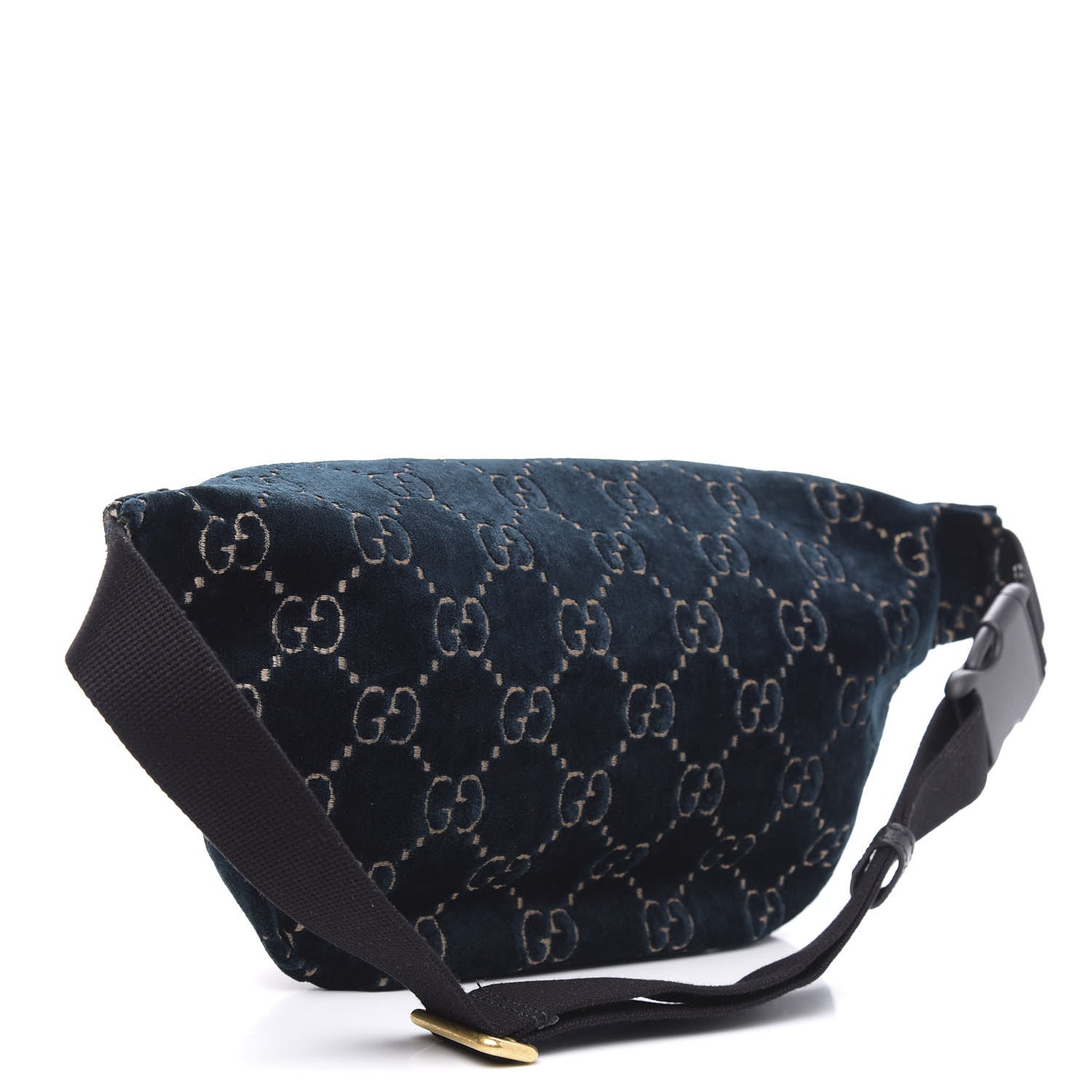 Gucci Velvet GG Monogram Web Belt Bag Blue Beige 3 of 9