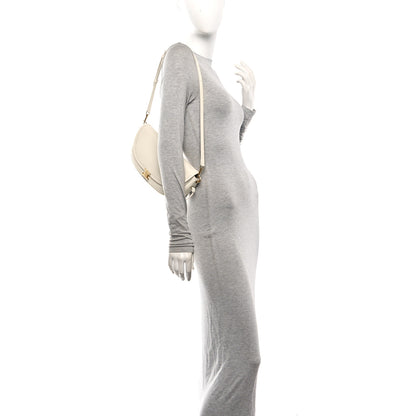 Celine Supple Shiny Lambskin Little Halfmoon Soft Triomphe White Cotton 2 of 9