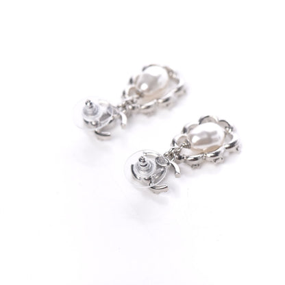 Chanel Crystal Pearl Imperial Bow Earrings Silver 3 of 5