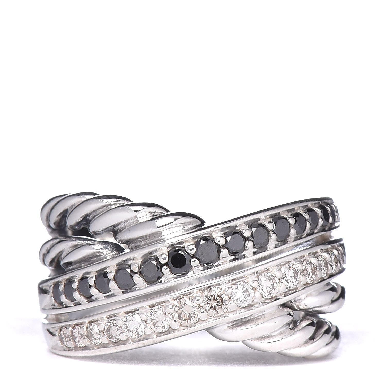 David Yurman Sterling Silver Diamond Black Diamond 11mm Crossover Ring 52 6 1 of 6